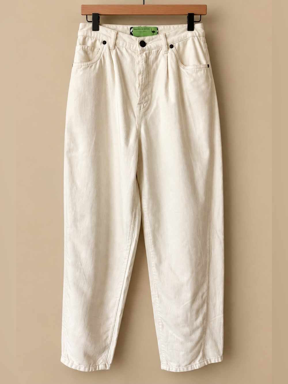 Free People x Sandrine Rose Cream Wide Curve High Rise Jeans Sz 28
